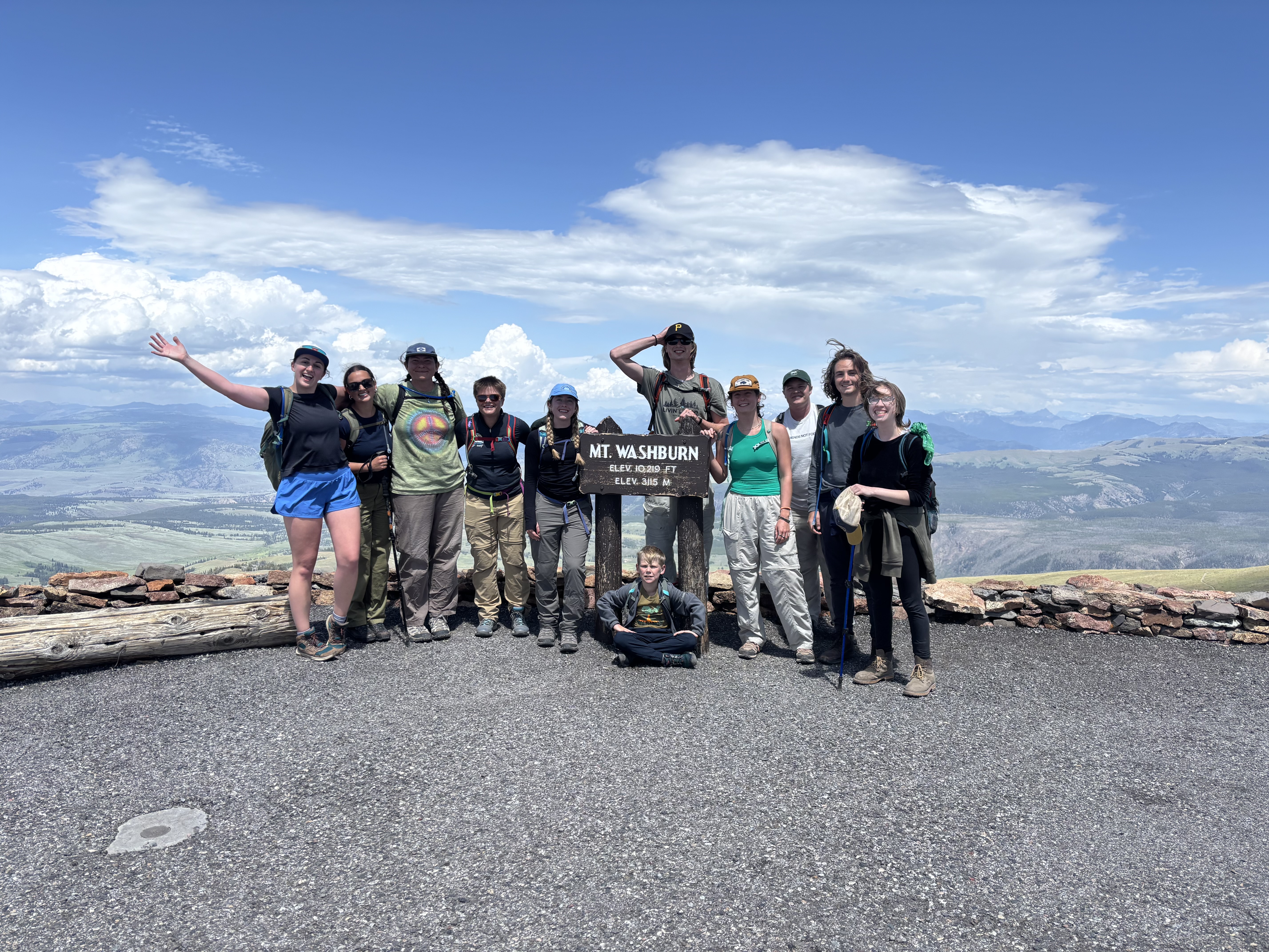 Image of students on Mt. Washburn.