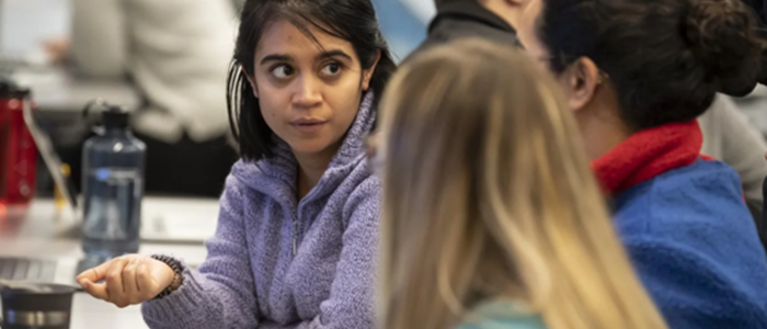 Students having a conversation